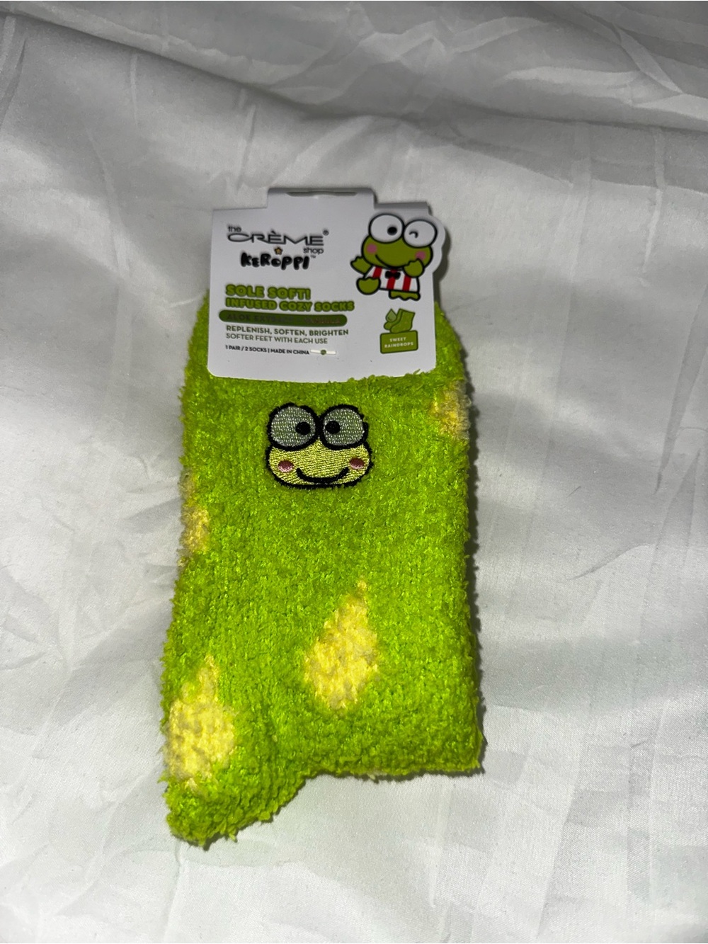 Keroppi Green Fuzzy Cozy Crew Socks